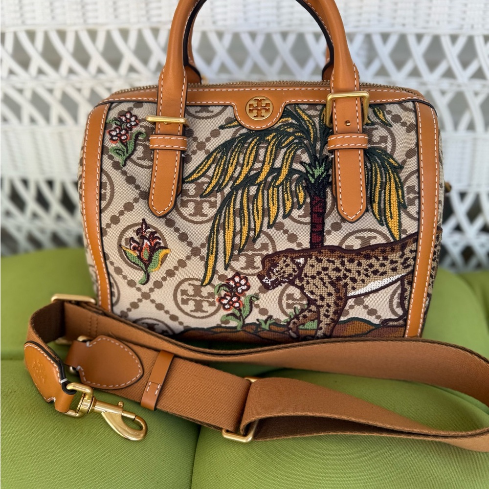 Tory Burch T Monogram Embroidered Satchel